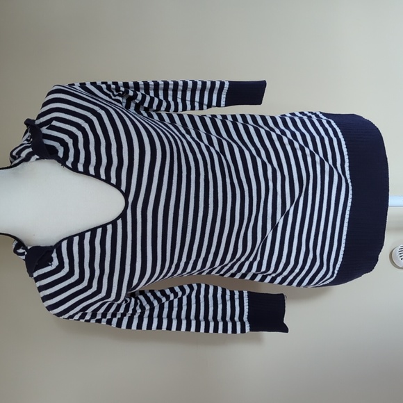 Gap Striped Hooded Uniform Sweater SMALL TALL Navy Blue White - Picture 4 of 16